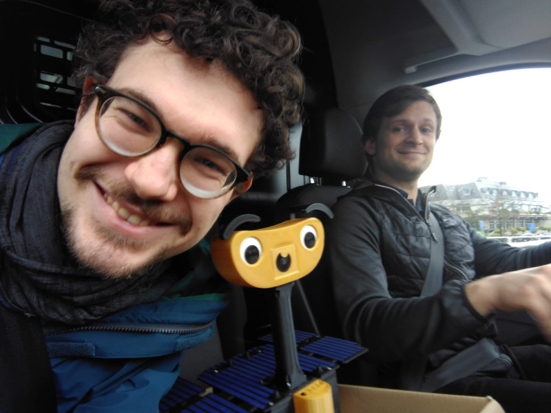 Robotic engineers Maximilian Ehrhardt and Miro Voellmy