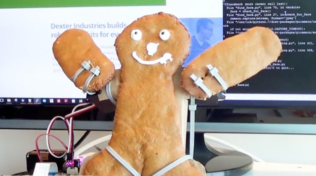 Gingerbread face detection robot