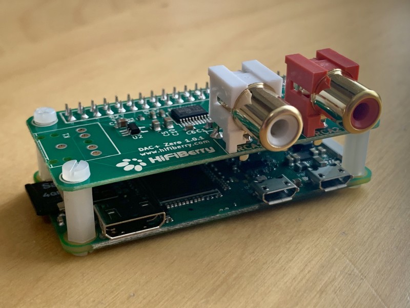 The HiFiBerry DAC is an entry-level digital-to-analogue convertor that provides much higher quality than the standard audio out from a Raspberry Pi