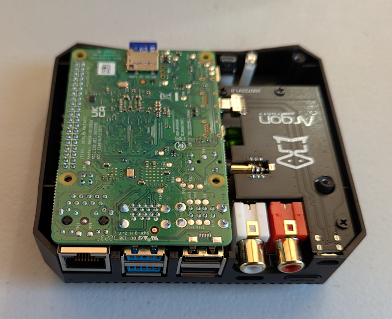 As a 2TB SSD is being used for storage, you only need normal sized SD card for Raspberry Pi. Jeffrey has used 2GB here. The SSD goes into the underside of the Argon ONE case, and connects via a USB 3.0 adapter