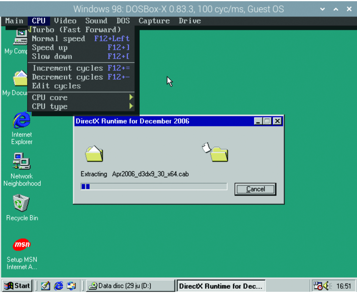 how to install windows 98 on dosbox android