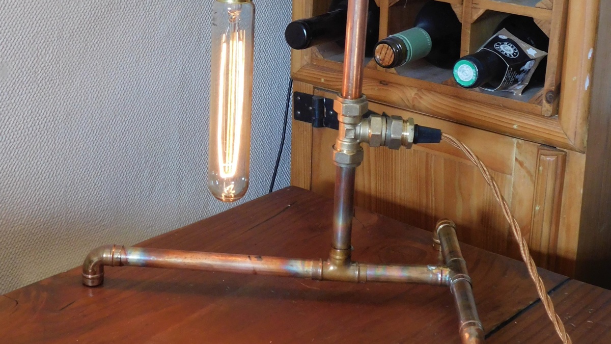 steampunk copper pipe lamp