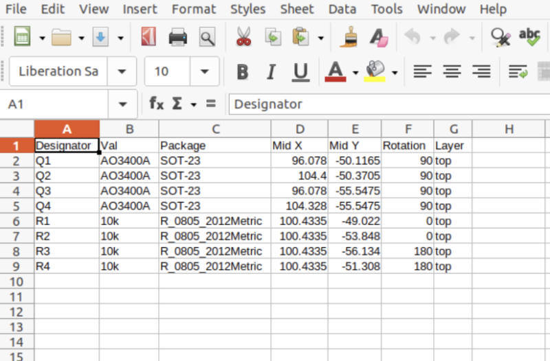 Figure 7: Using LibreCalc to edit the generated positional file column titles