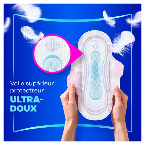 Serviette Platinum présentant 5x protection ; épouse le corps, sans fuite, humidité, pli et odeur