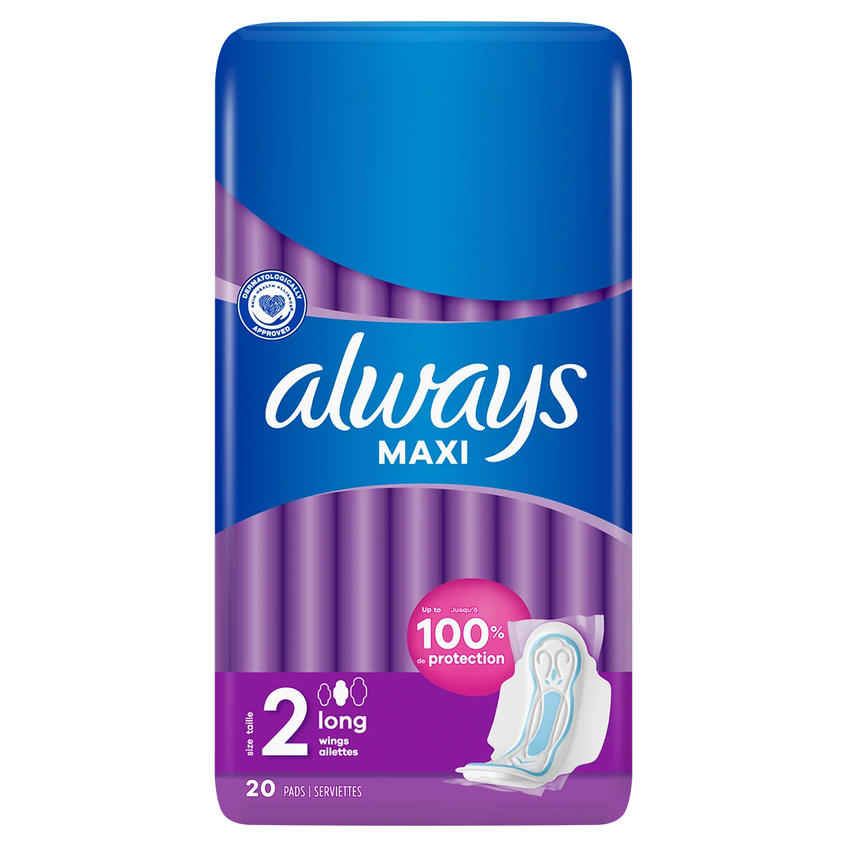 ALWAYS Maxi Long (Taille 2) Serviettes avec ailettes