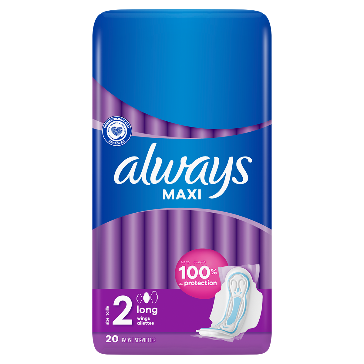 ALWAYS Maxi Long (Taille 2) Serviettes avec ailettes