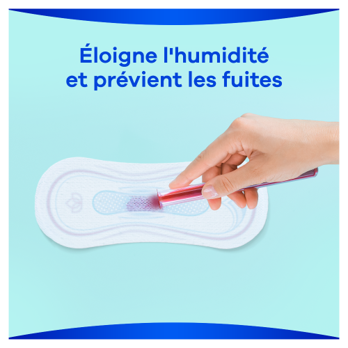La technologie AntiFuites dans la serviette hygiénique Always Ultra retient l'humidité et aide à prévenir les fuites