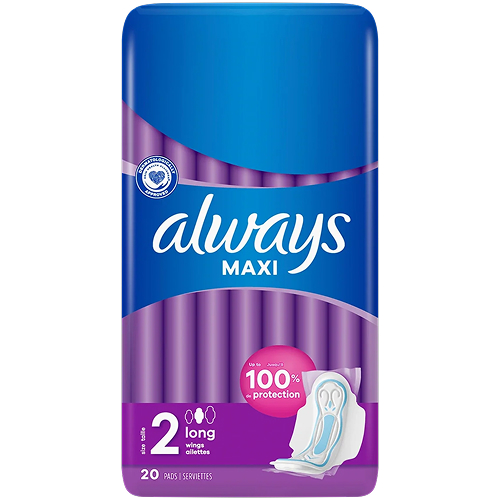 Always Maxi Long (Taille 2) Serviettes avec ailettes 20ct
