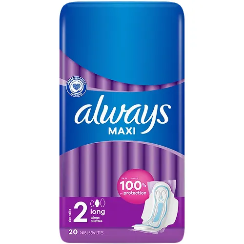 Always Maxi Long (Taille 2) Serviettes avec ailettes 20ct