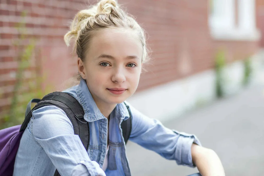 School girl watching