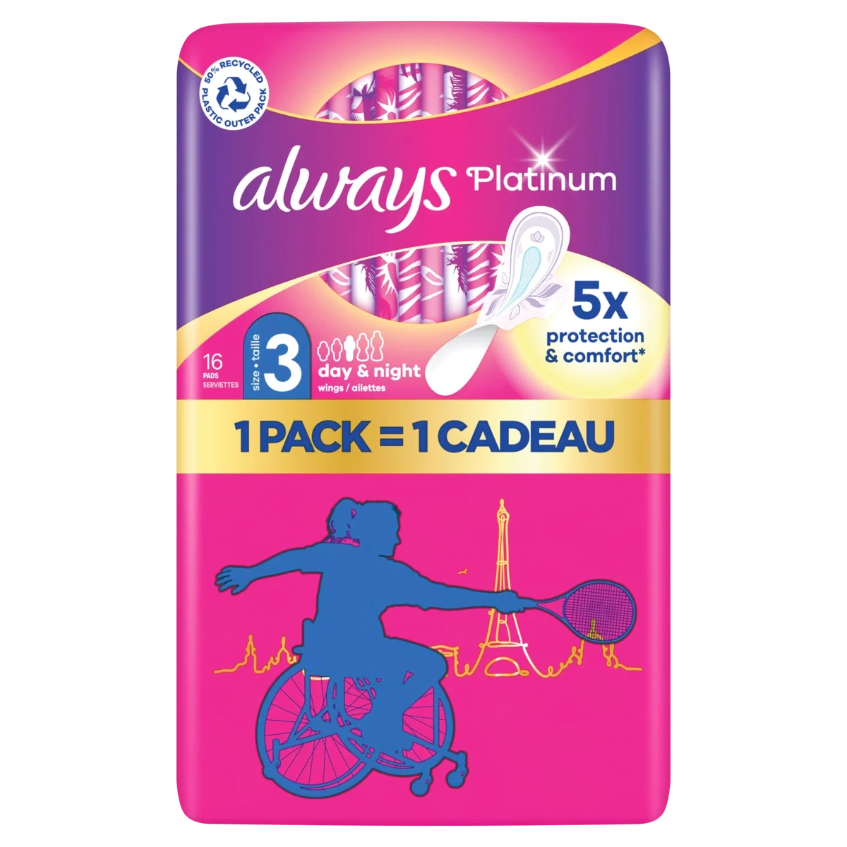 Produto-ALWAYS Platinum Night (Taille 3) Serviettes Avec Ailettes