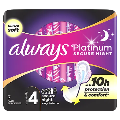 Always Platinum Secure Night (Taille 4) Serviettes Avec Ailettes