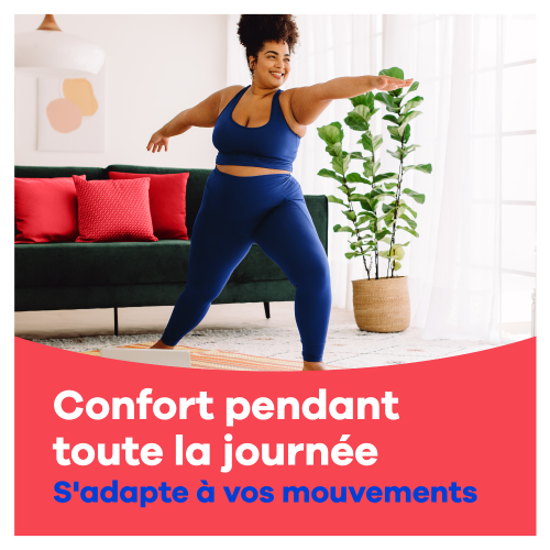 Femme faisant du yoga portant une culotte menstruelle pour être confortable toute la journée