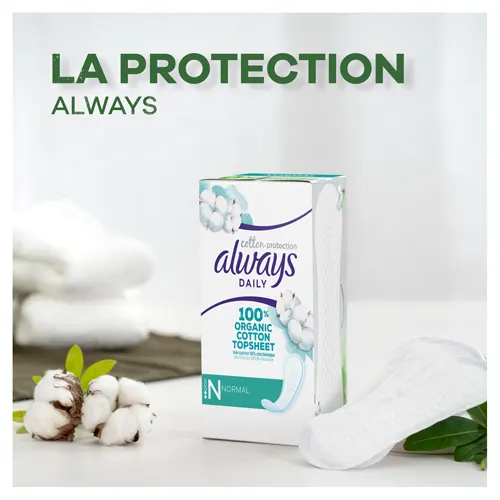 La protection ALWAYS avec des protège-slips ALWAYS Daily Cotton Protection Normal