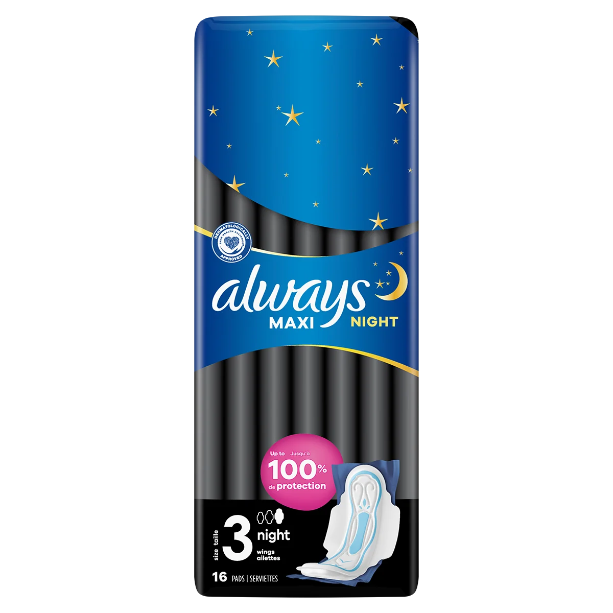 Serviettes hygiéniques avec ailettes Always Maxi Night (Taille 3)