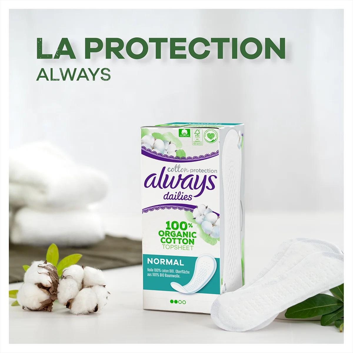 La protection Always avec des protège-slips Always Daily Cotton Protection Normal