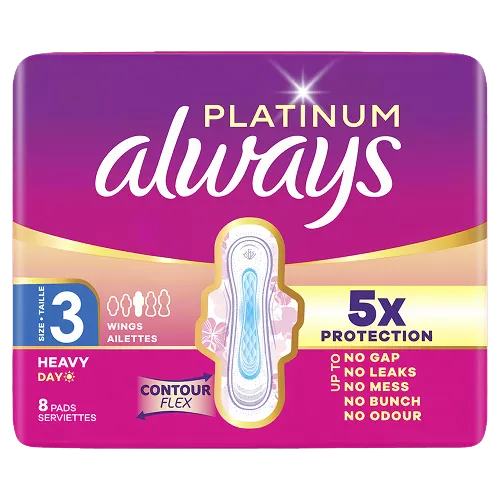 Always Serviettes Menstruelles Platinum Jour Flux Abondant 8ct 