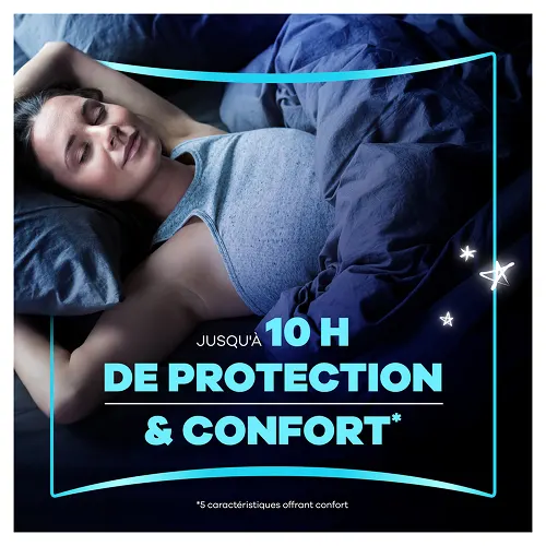 Femme dormant paisiblement, mettant en avant protection et confort jusqu'à 10 heures