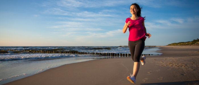 Girl running in beach - mask group