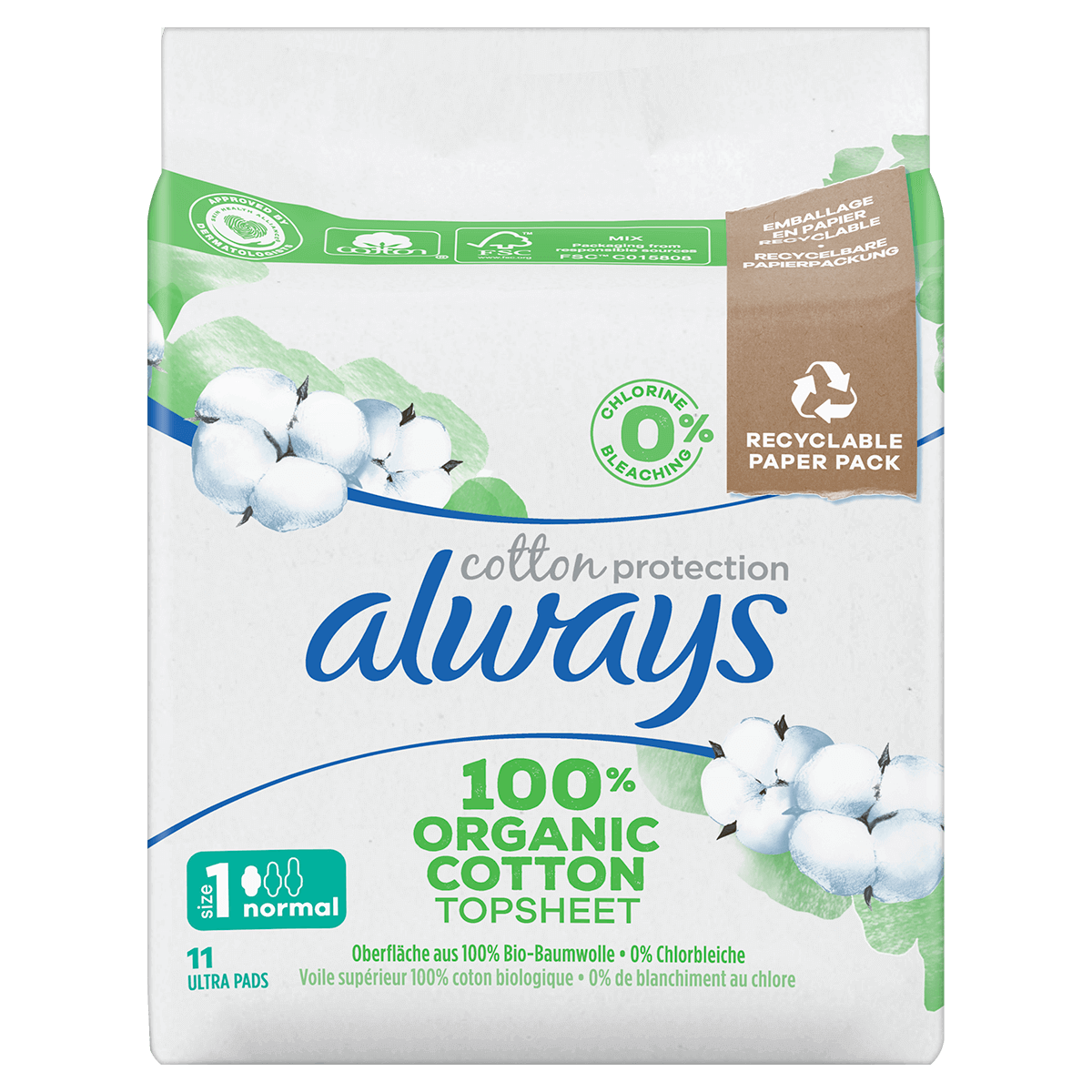 Produto-ALWAYS Cotton Protection Ultra Normal (Taille 1) Serviettes Avec Ailettes