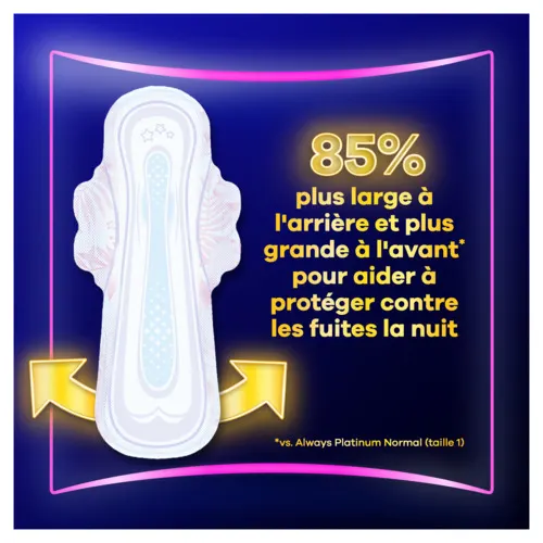 Serviette taille 5, 85% plus large à l'arrière et plus grande à l'avant que la taille 1