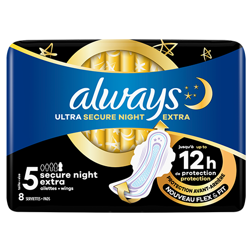 Serviettes hygiéniques avec ailettes Always Ultra Secure Night Extra (Taille 5)