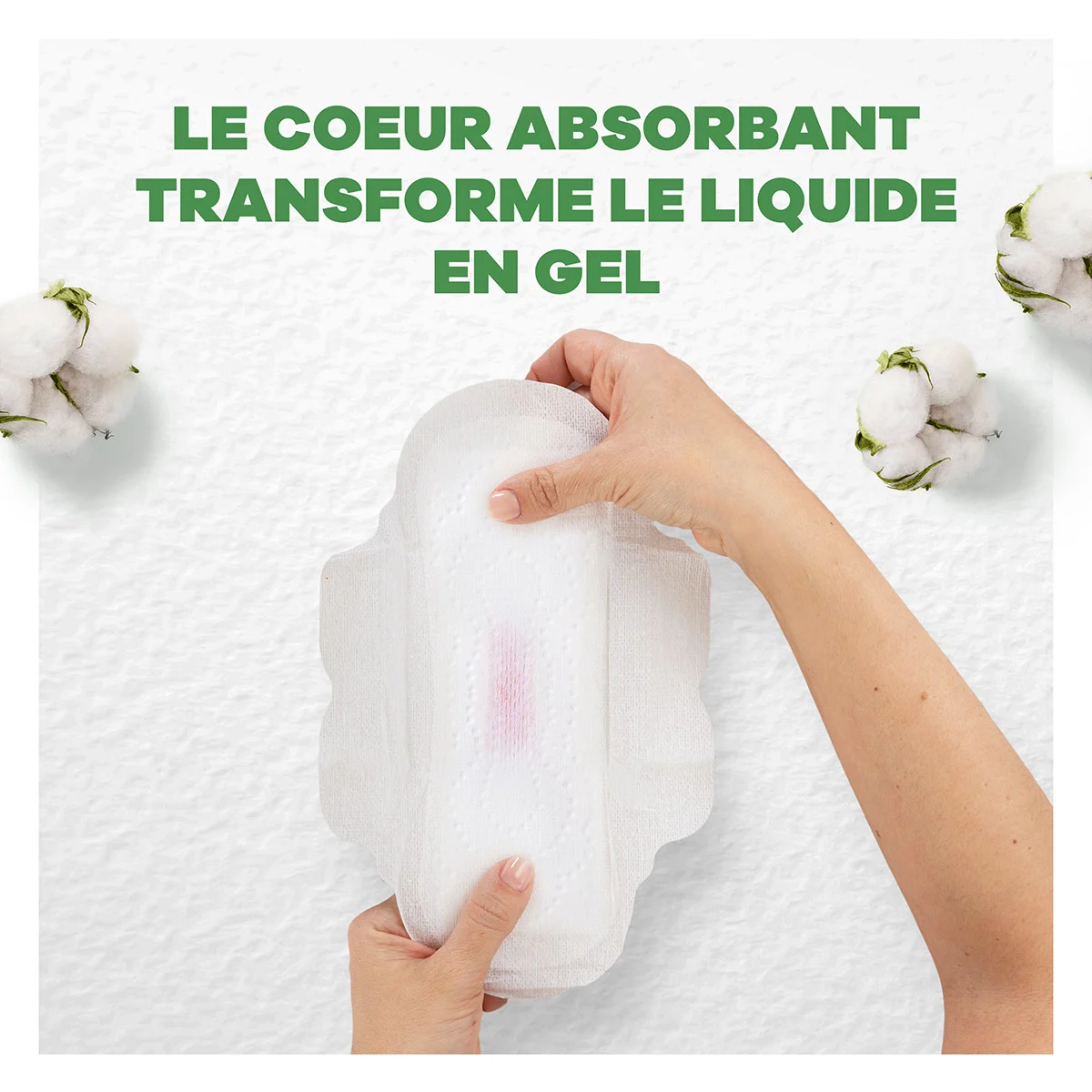 Un cœur ultra absorbant qui transforme le liquide en gel pour empêcher les fuites