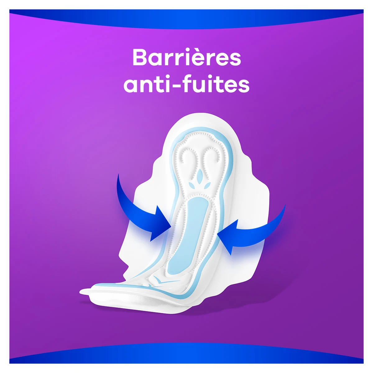 Barrières anti-fuites tout autour de la serviette pour offrir une protection contre les fuites