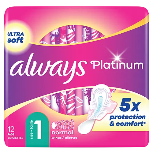 Always Platinum Normal (Taille 1) Serviettes Avec Ailettes 12ct
