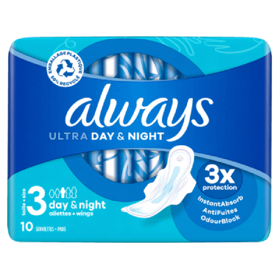 Produto-ALWAYS Ultra Day & Night (Taille 3) Serviettes avec ailettes