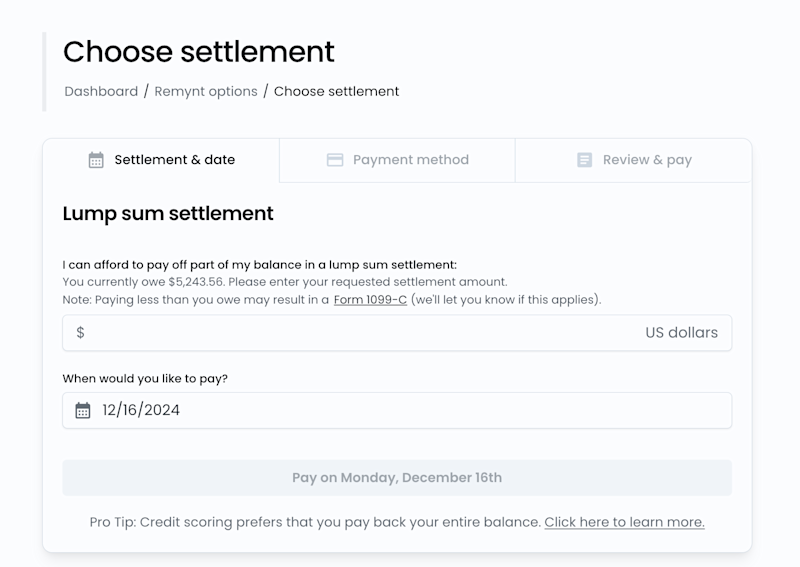 lump sum settlement