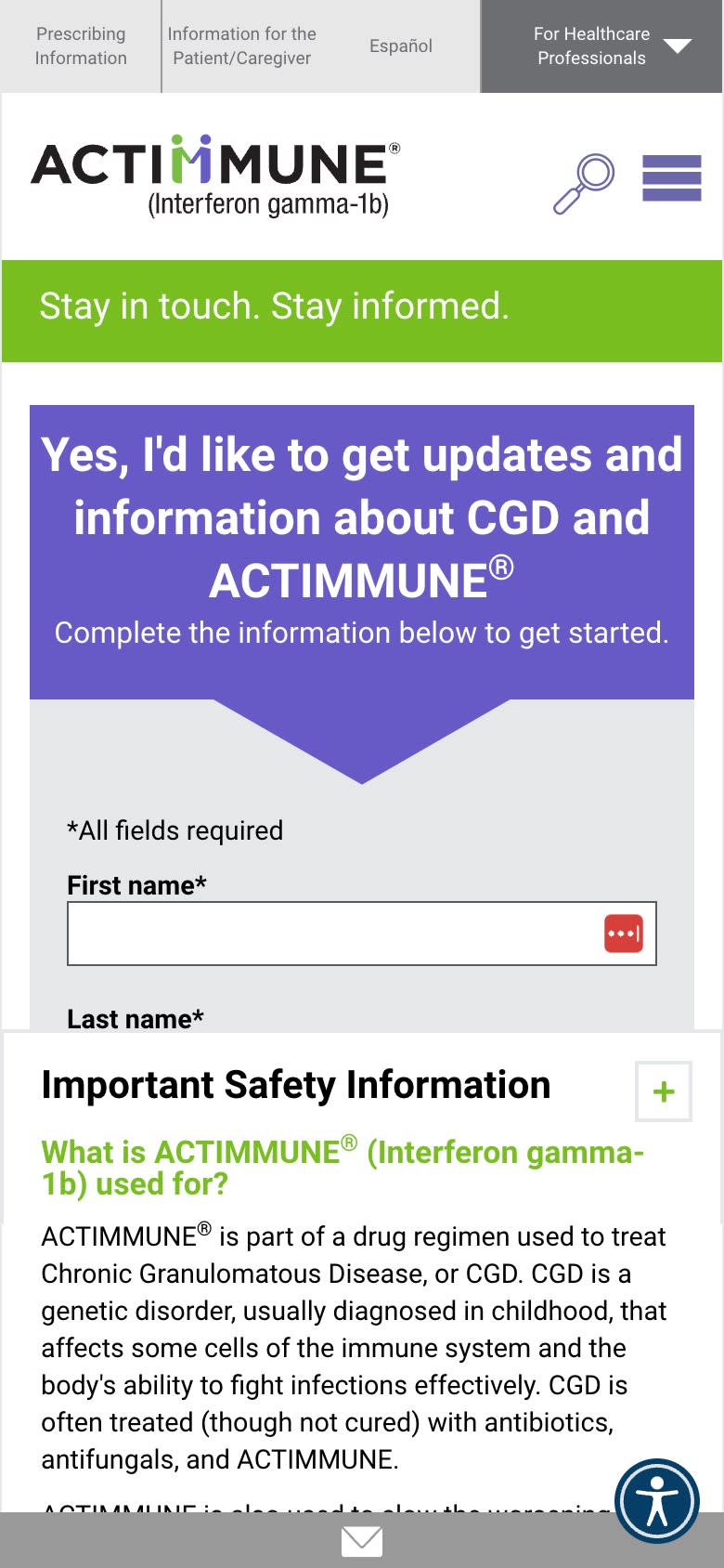 ACTIMMUNE - Get Info - Mobile