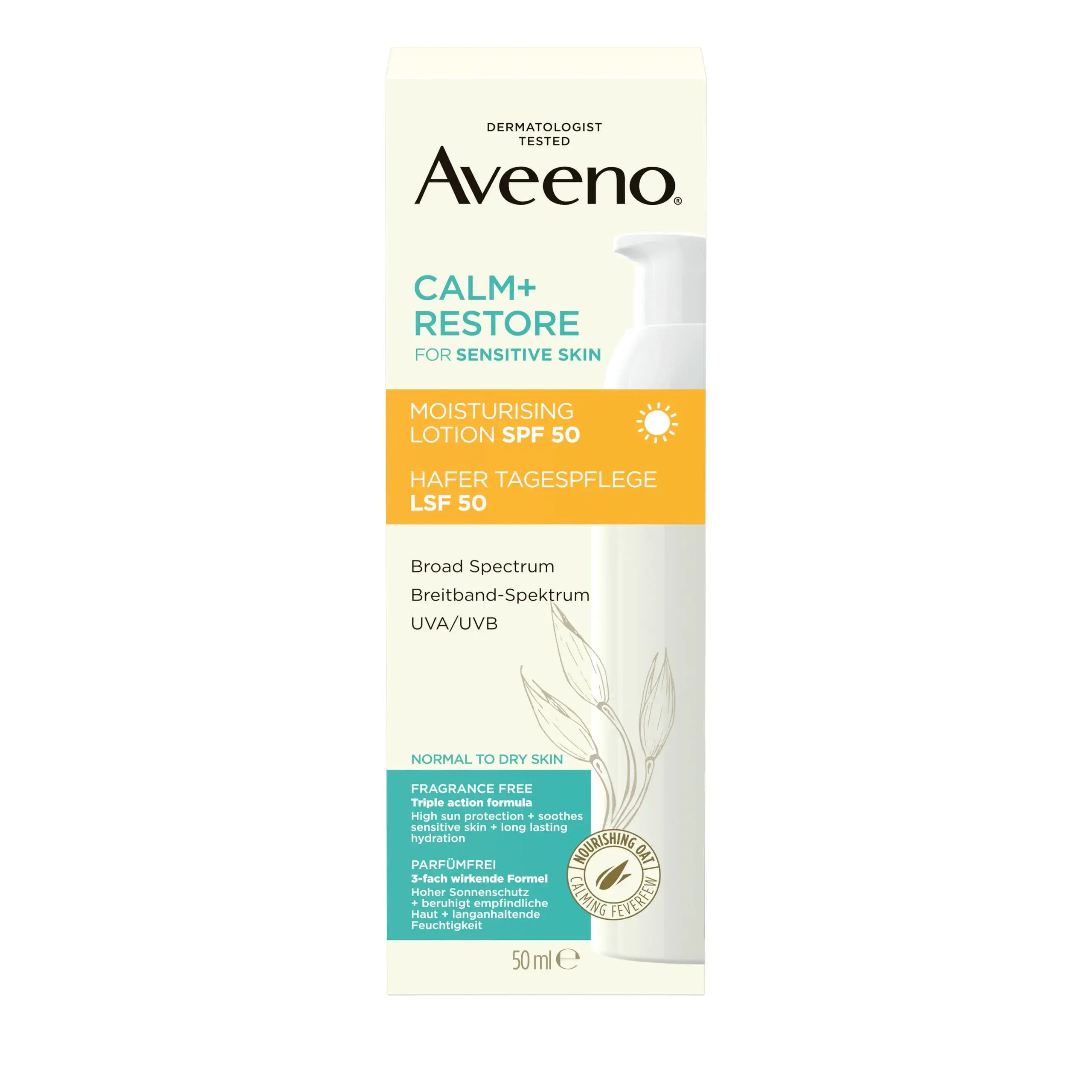 Aveeno® Calm + Restore™ hidratáló arcápoló SPF 50