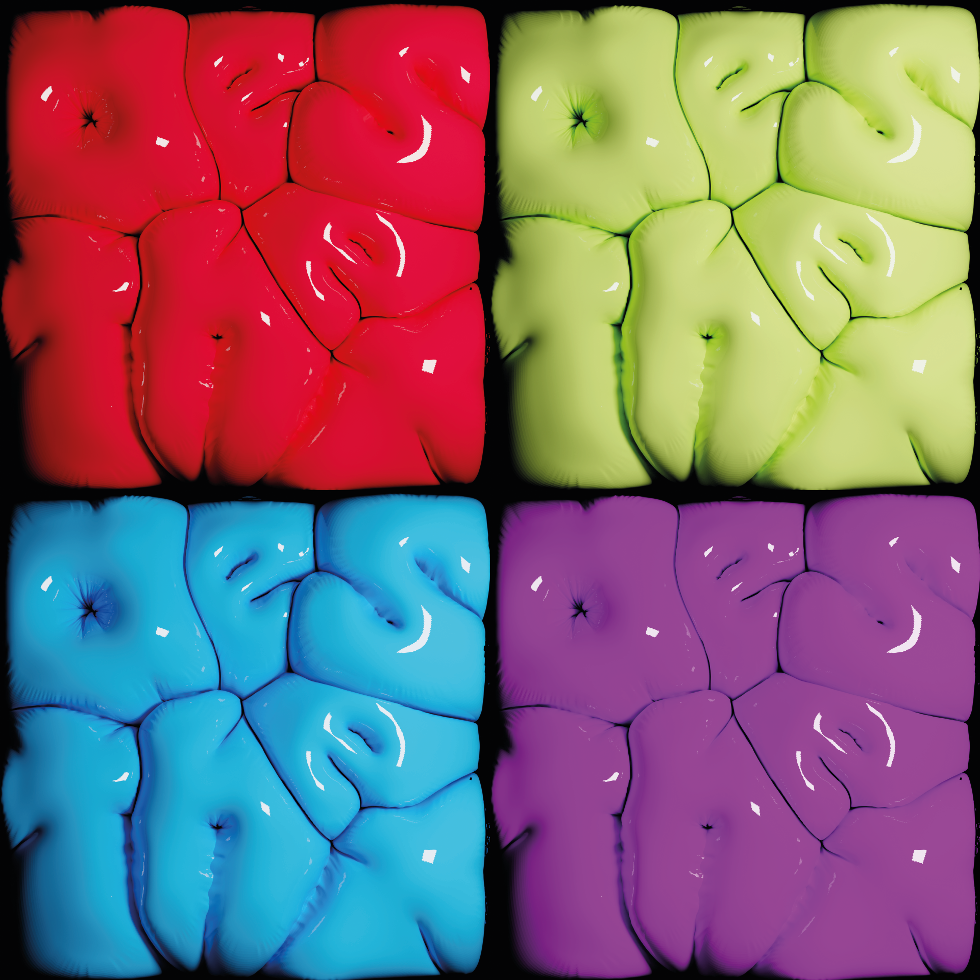 Aesthet inflated in 4 different color ways 