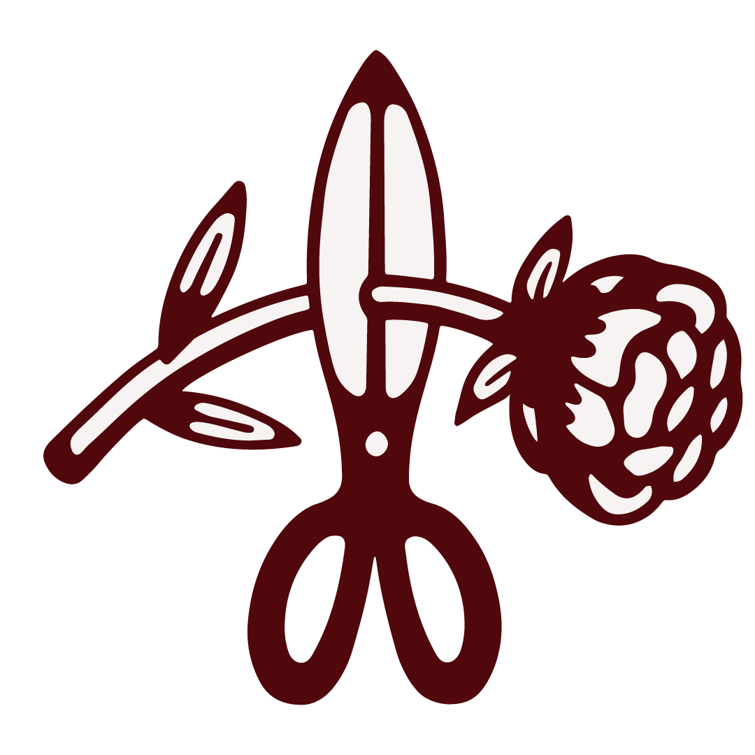 Tough Luck scissor motif in brown