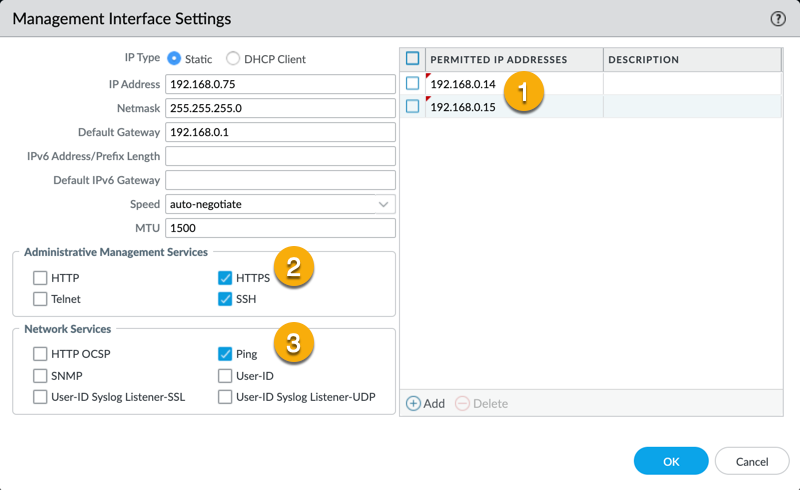 NGFW Management Interface Settings