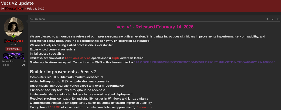Figure 2: Vect 2.0 Release Post