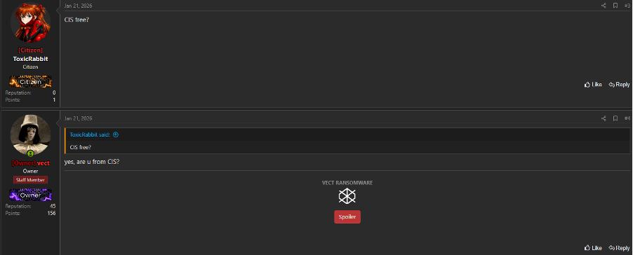 Figure 4: Vect share they are giving free keys to certain ranks