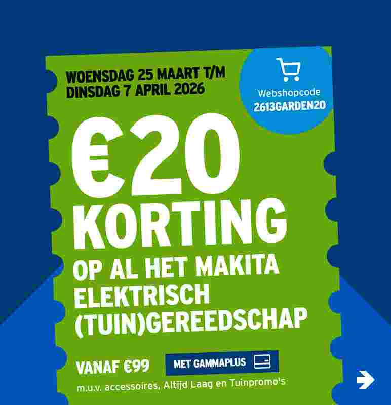 €20 korting op al het Makita elektrisch (tuin)gereedschap