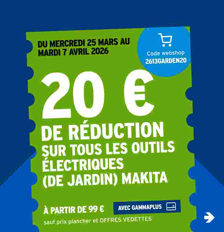 20 € de réduction sur tous les outils électriques (de jardin) Makita