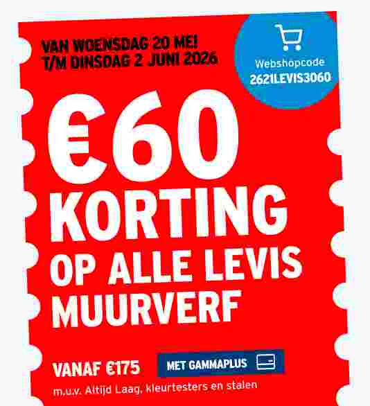 €60 korting op alle Levis muurverf