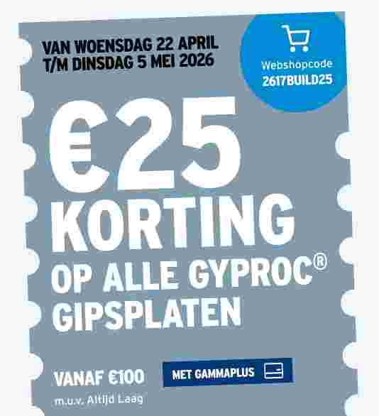 €25 korting op alle Gyproc accessoires