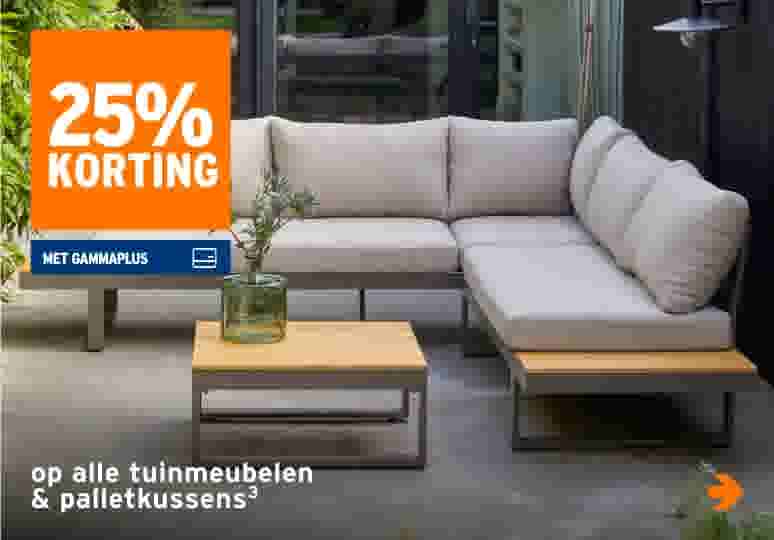 25% korting op alle tuinmeubelen  en palletkussens