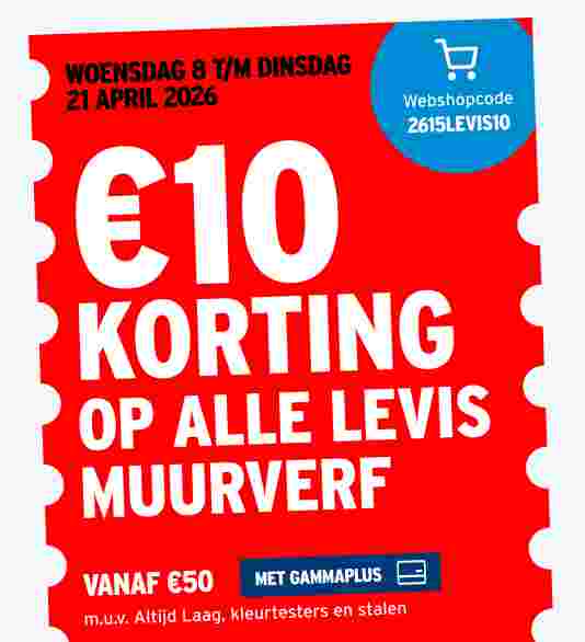 €10 korting op alle Levis muurverf