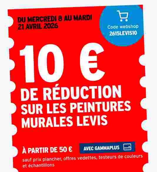 10 € de réduction sur les peintures murales Levis