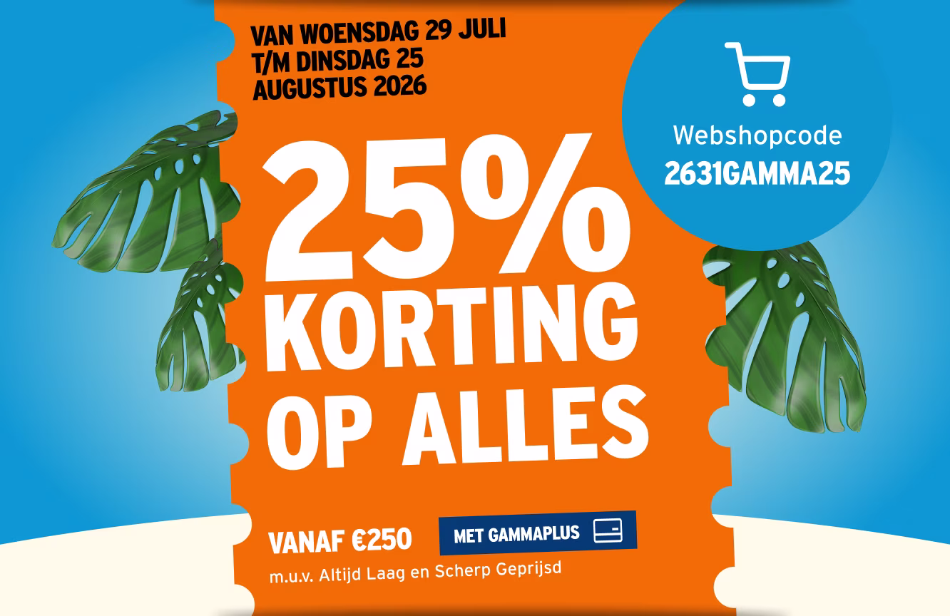 25% korting op alles