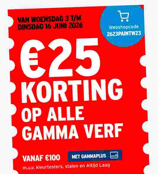 €25 korting op alle GAMMA verf