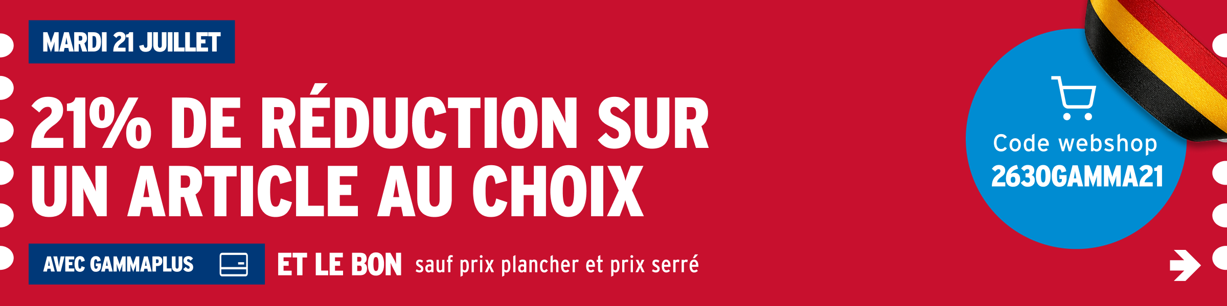 20% de réduction sur un article au choix
