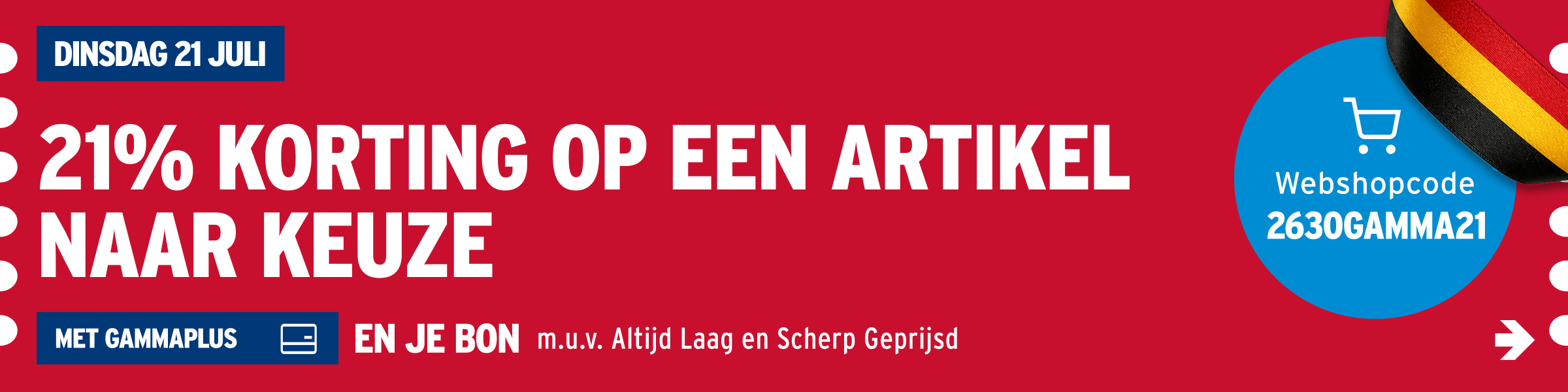 20% korting op een artikel naar keuze