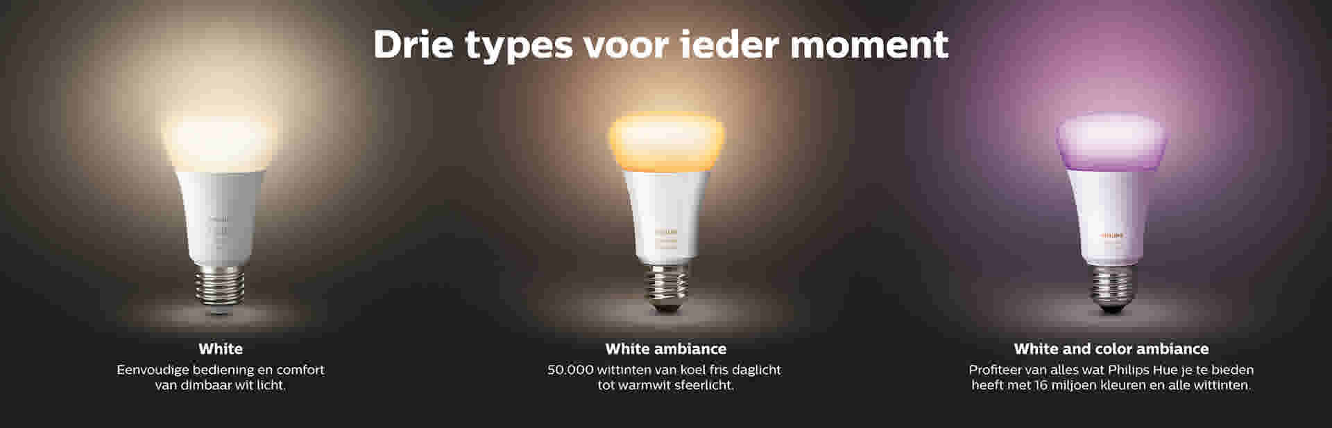 Philips Hue - 3 soorten lampen